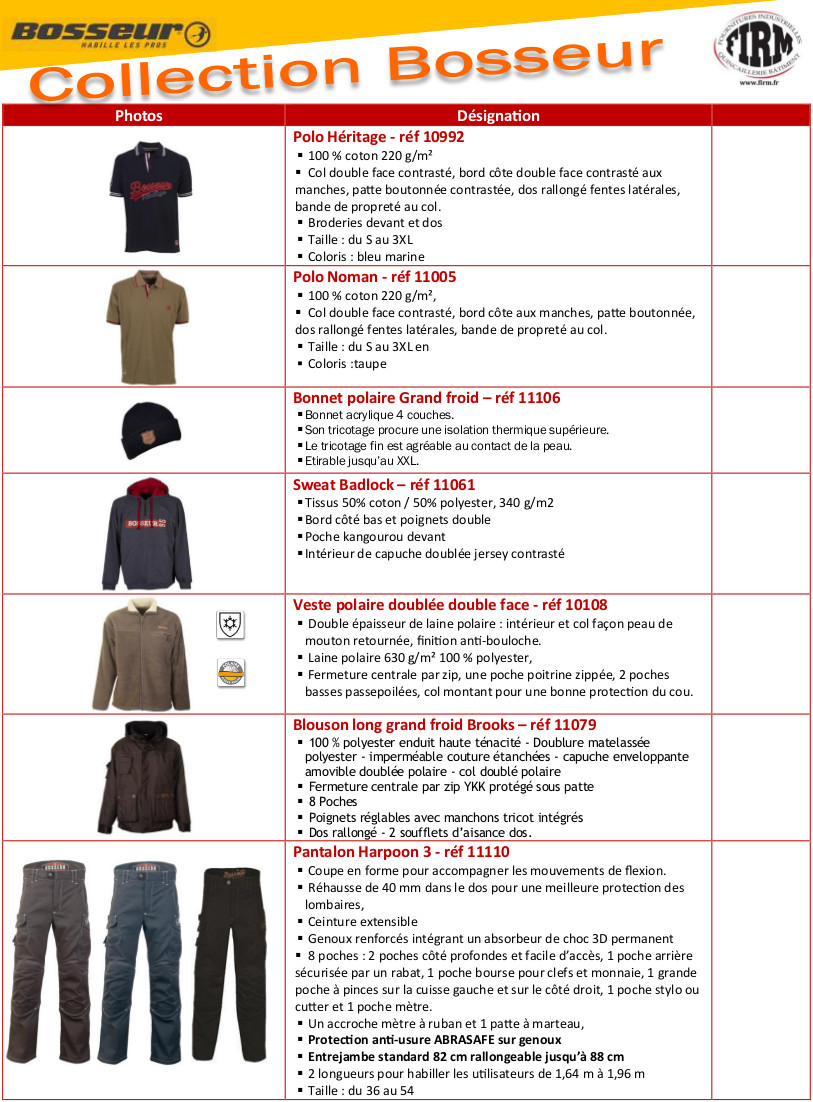 Vetement bosseur sales